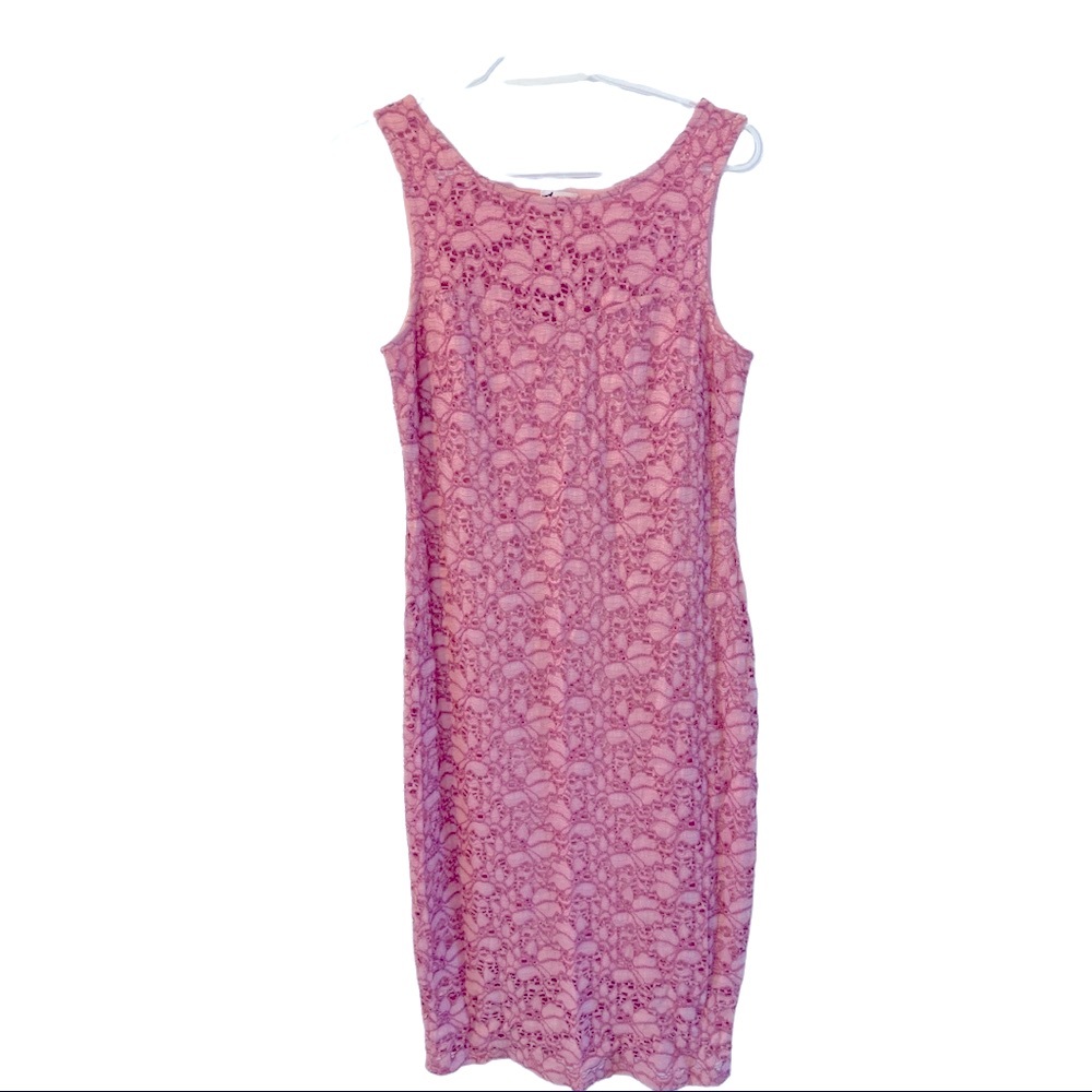 Pink lace maternity dress